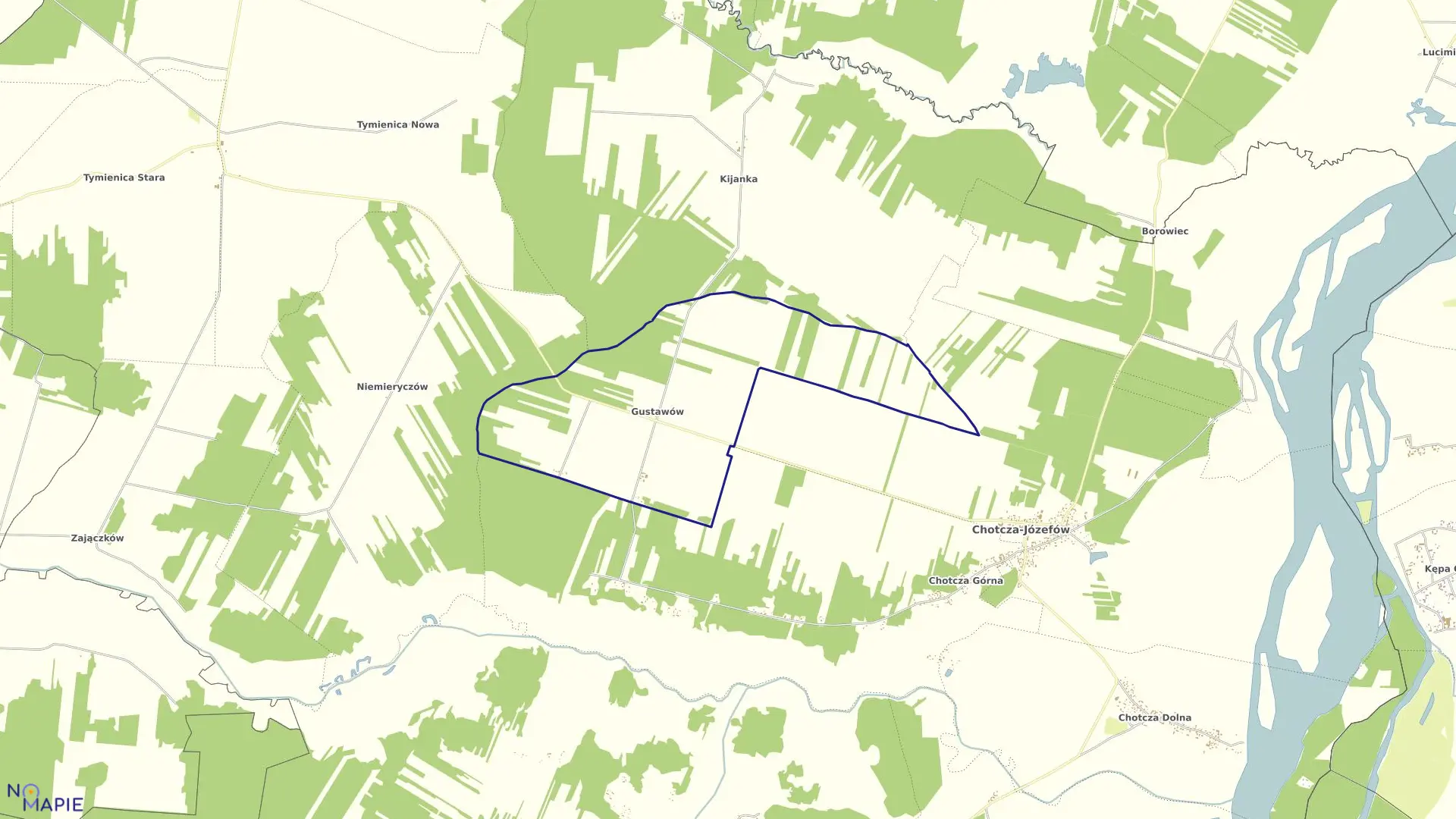 Mapa obrębu GUSTAWÓW w gminie chotcza
